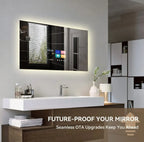 Nova Series Rectangle Smart Mirror with touch display in modern bathroom